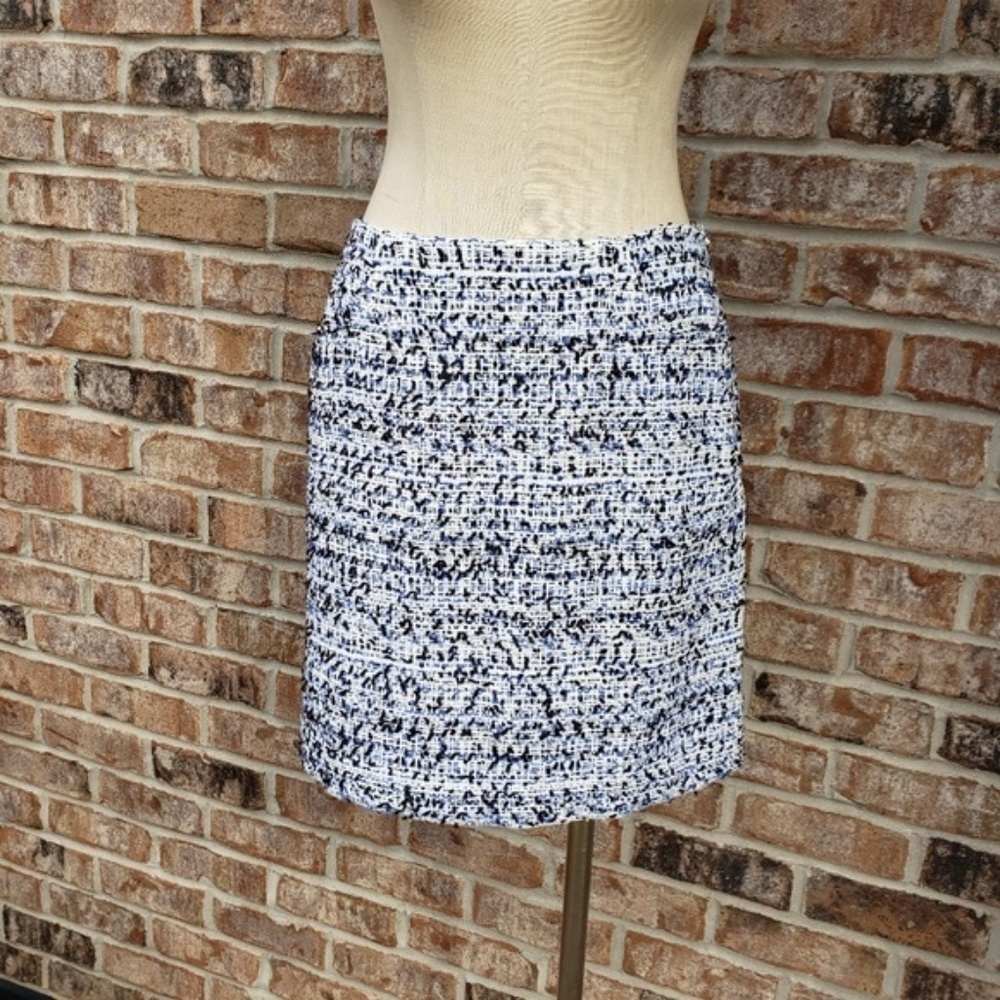 NWT W by Worth Tweed Skirt Blue/White 6